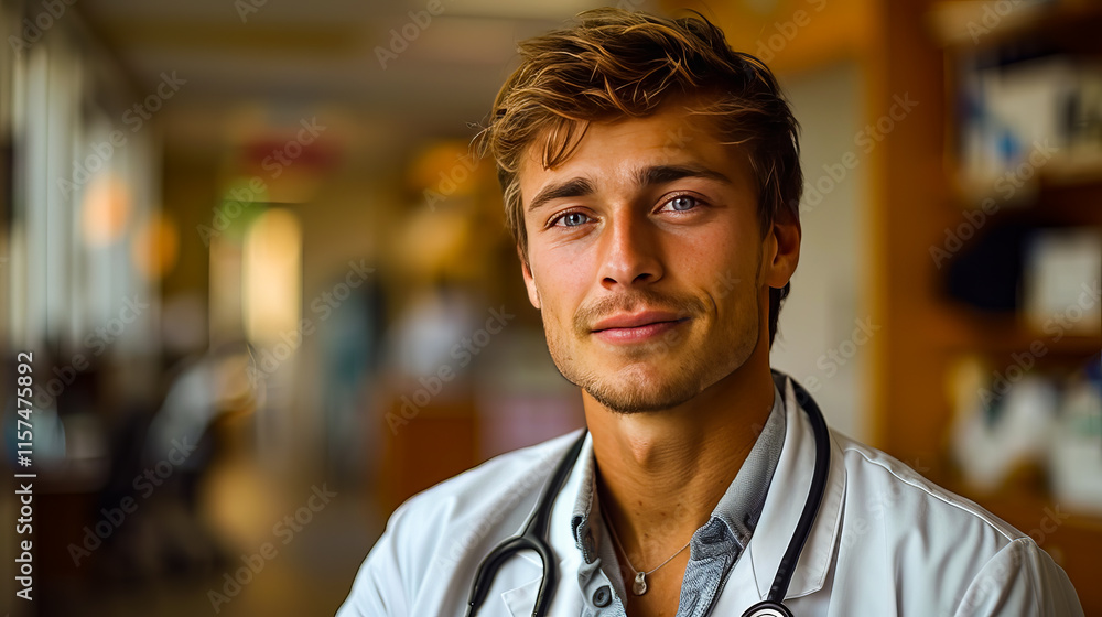 A portrait of a handsome young doctor, representing confidence, professionalism, and a modern approach to healthcare. A portrait of a handsome young doctor, representing confidence, professionalism, and a modern approach to healthcare.