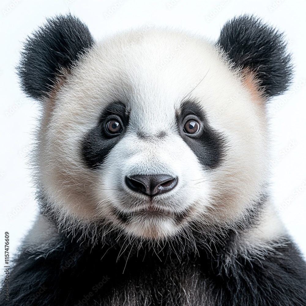 a panda with a plain white background. a panda with a plain white background.