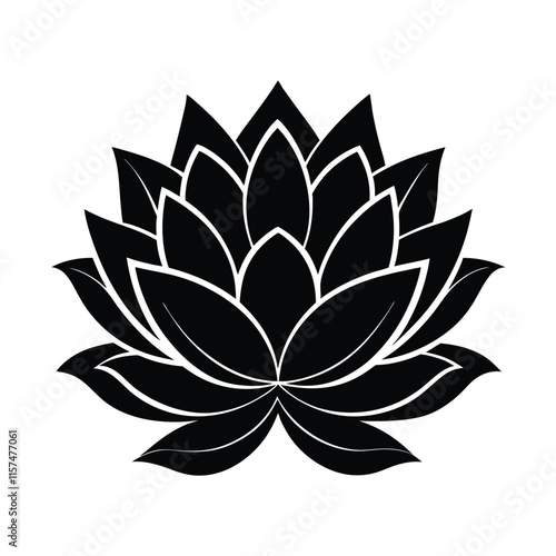 Beautiful lotus flower silhouette and Black color flower Vector illustration Design
