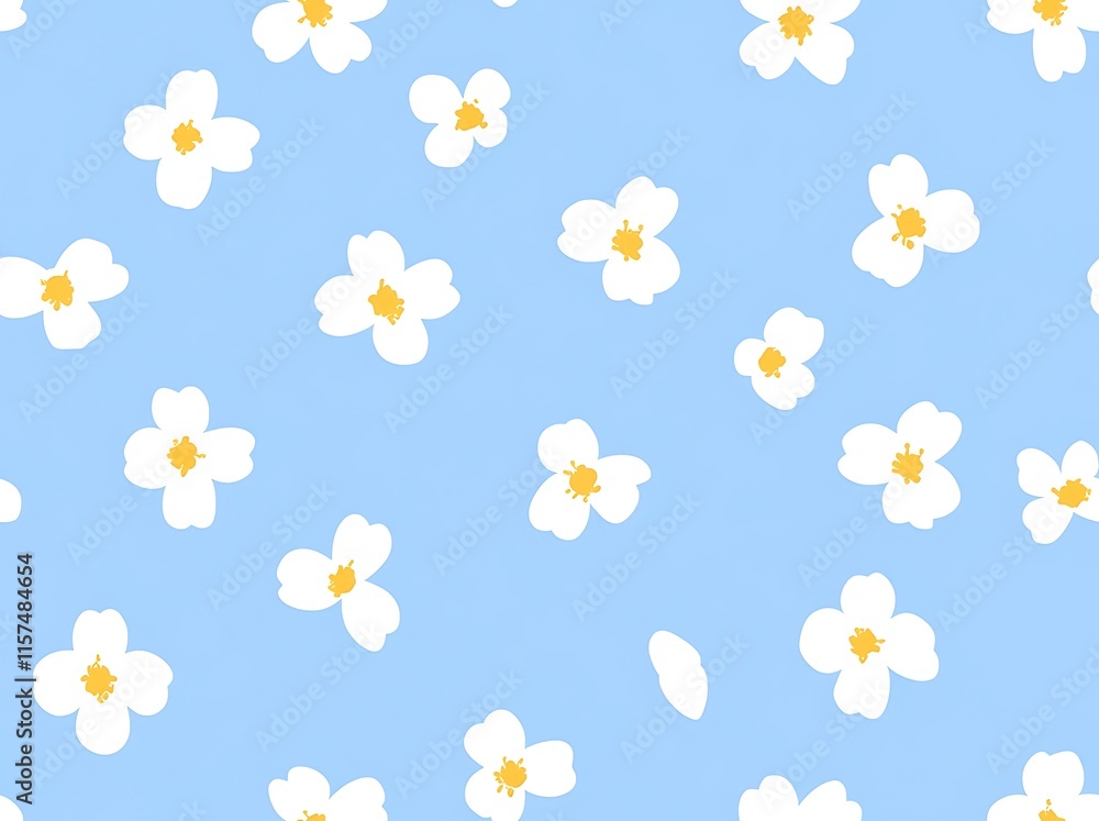 A seamless pattern of small white flowers with yellow centers, easter pattern A seamless pattern of small white flowers with yellow centers, easter pattern