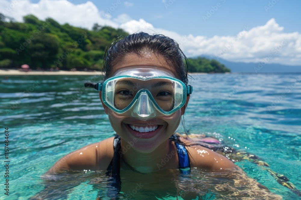 Naklejka premium person snorkeling in the sea
