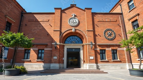 Fossano Hospital Entrance 2024 - Ancient Brick Architecture - Wide Angle Photo