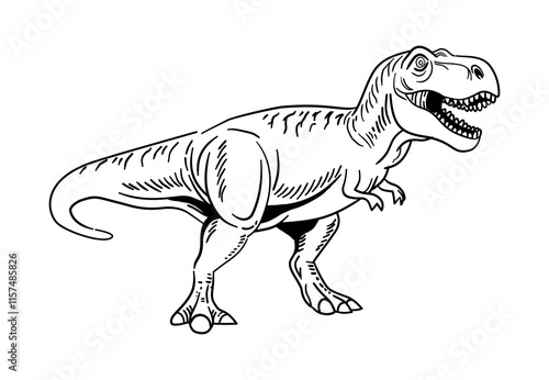 illustration of  black line art dinosaur