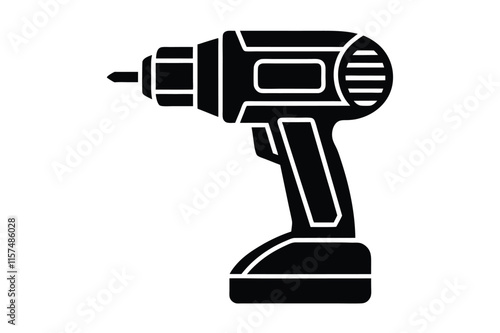 attractive electric drill machine silhouette vector illustration