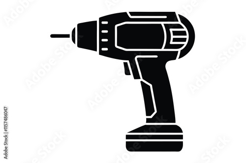 attractive electric drill machine silhouette vector illustration