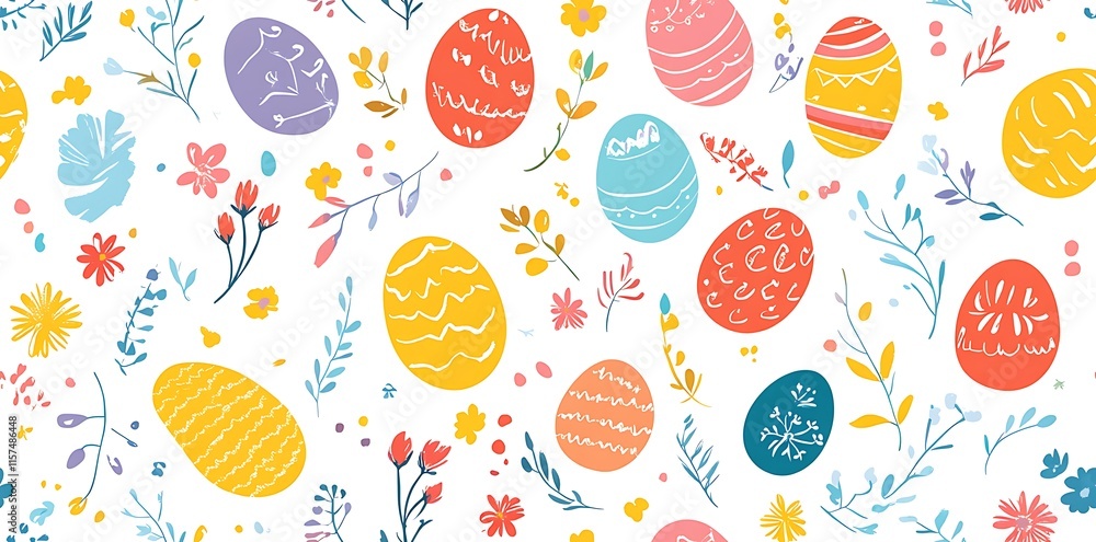 A seamless pattern with colorful Easter eggs A seamless pattern with colorful Easter eggs