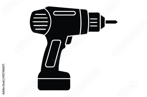 attractive electric drill machine silhouette vector illustration