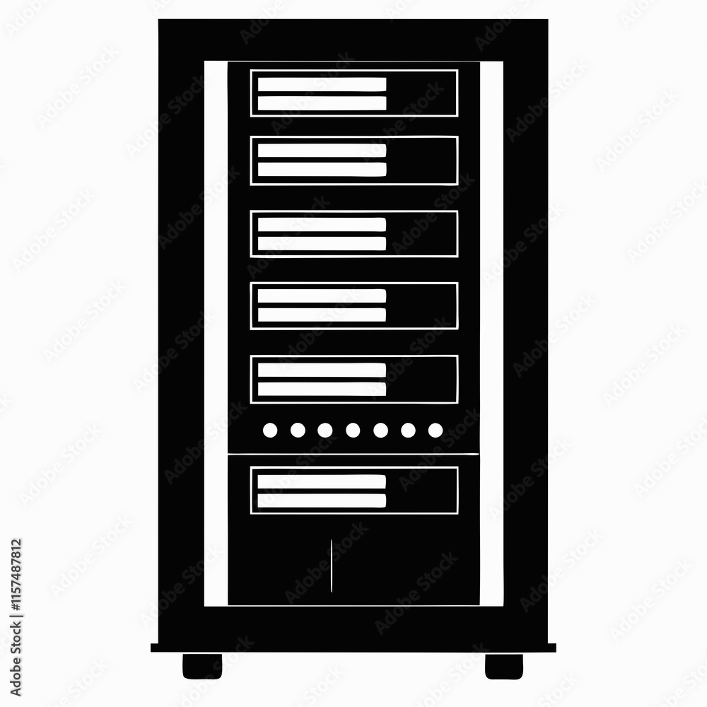 Server Rack Silhouette Vector Illustration Server Rack Silhouette Vector Illustration