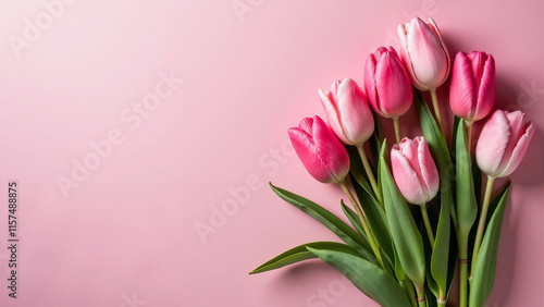 Vibrant Pink Tulip Bouquet on Soft Background: Versatile Stock Photo for Holiday Marketing and Celebrations