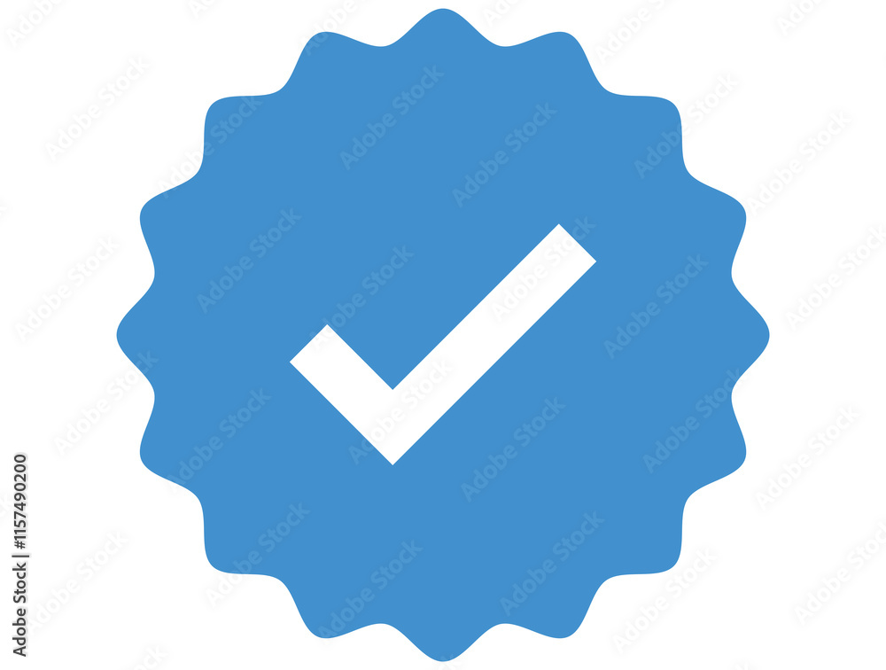 Blue Verified badge icon set. Collection of different style star shaped social media icons Blue Verified badge icon set. Collection of different style star shaped social media icons