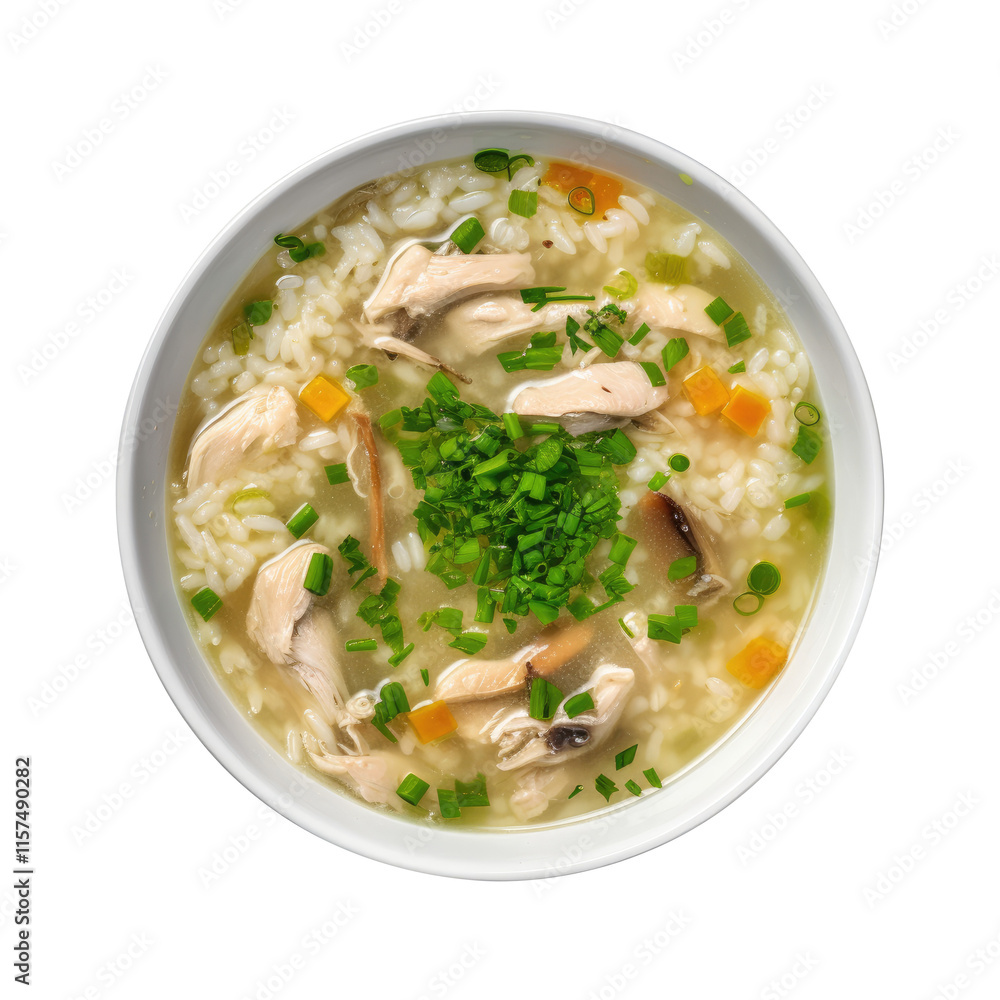 Chicken and Rice Soup in a bowl top view Isolated on Transparent Background, clipping path Chicken and Rice Soup in a bowl top view Isolated on Transparent Background, clipping path