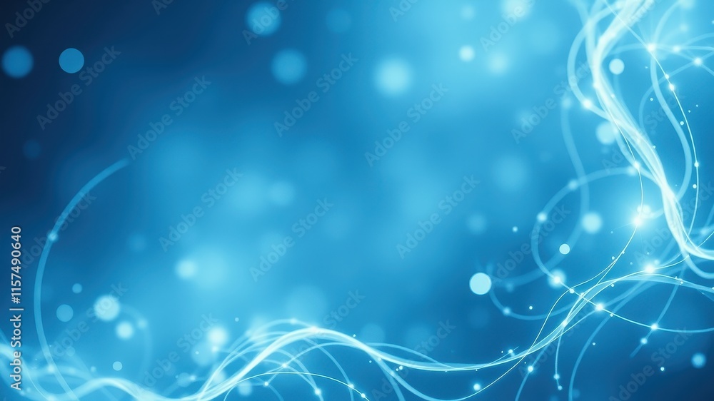 Abstract Blue Background with Glowing Light Trails and Bokeh Effects Abstract Blue Background with Glowing Light Trails and Bokeh Effects