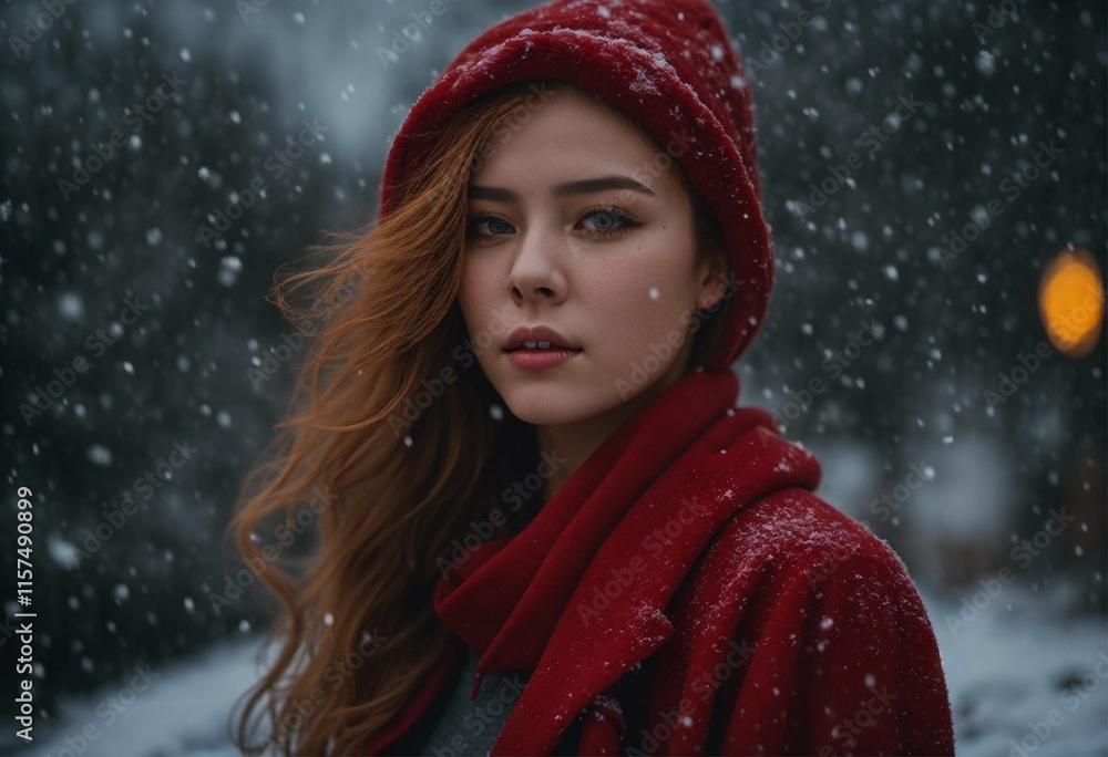 A beautiful girl in Snowfall A beautiful girl in Snowfall