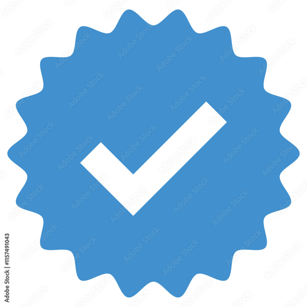 Blue Verified badge icon set. Collection of different style star shaped social media icons Blue Verified badge icon set. Collection of different style star shaped social media icons