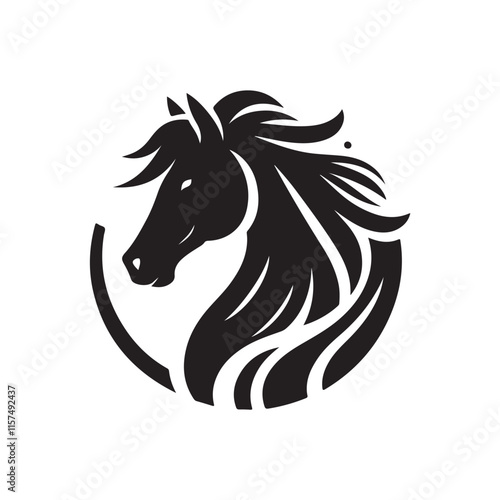 Black Color Horse silhouette design Vector Illustration, Solid White Background 2.eps