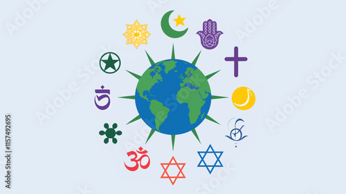 World Religion Day Poster with religious symbols