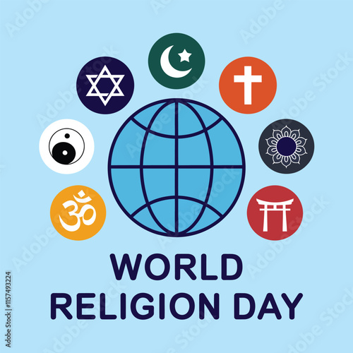 World Religion Day Poster with religious symbols