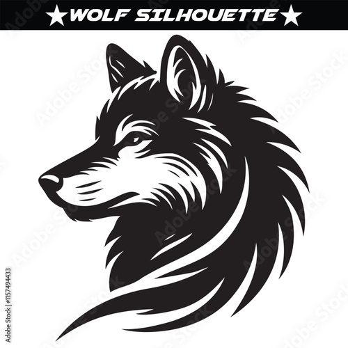 Black wolf vector illustration isolated on a white background,