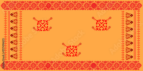 gamosa or gamusa from assam.gamosa textile pattern. gamosa or gamusa is an article of significance for the indigenous people of Assam, India. It is generally a white rectangular piece of cloth