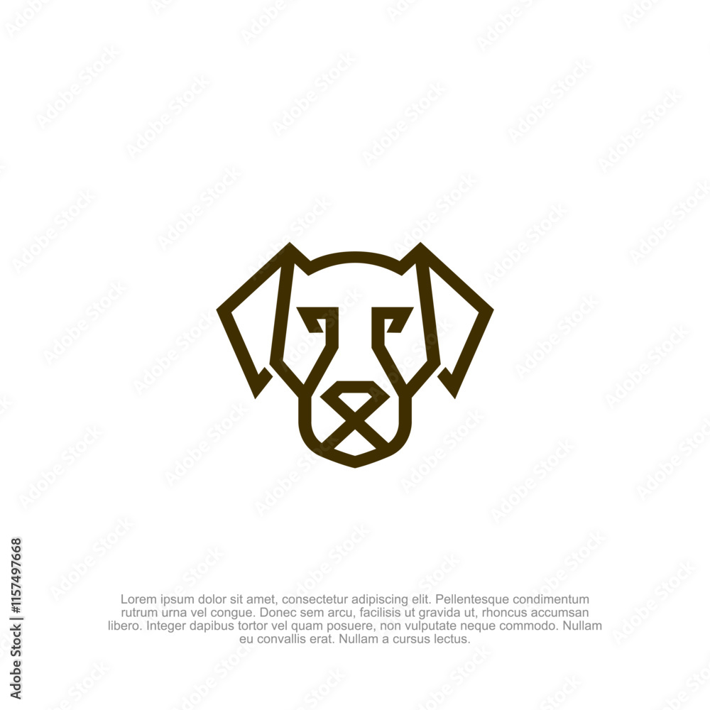 Naklejka premium Striking and modern dog head logo with bold outline lines, combining strength and simplicity for a memorable brand identity