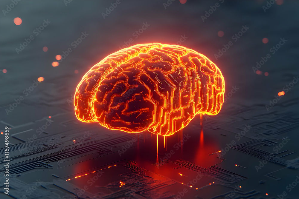 Fototapeta premium Glowing Brain 3D Illustration