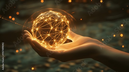 Illuminating magic a hand holding a glowing sphere nature setting digital art surreal viewpoint conceptual ideas