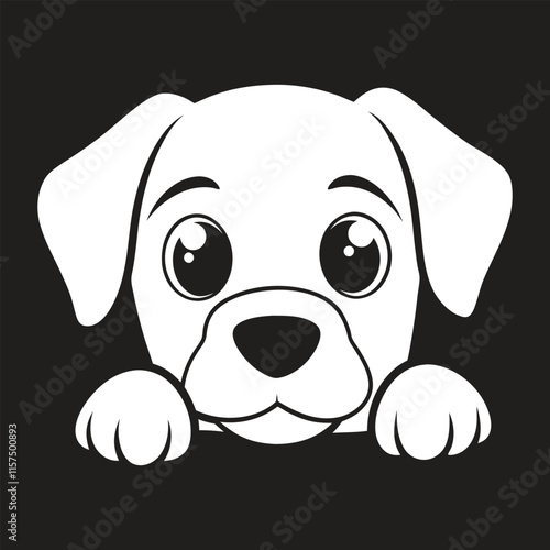  Black dog head silhouette on white background, dog head vector. photo