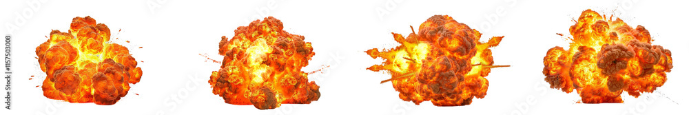 Collection of Explosion fire blast isolated on white or transparent background Collection of Explosion fire blast isolated on white or transparent background