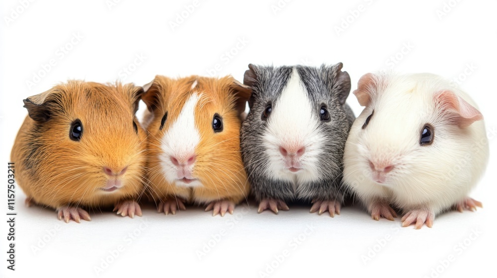 Four Adorable Guinea Pigs Smiling Close Up Four Adorable Guinea Pigs Smiling Close Up