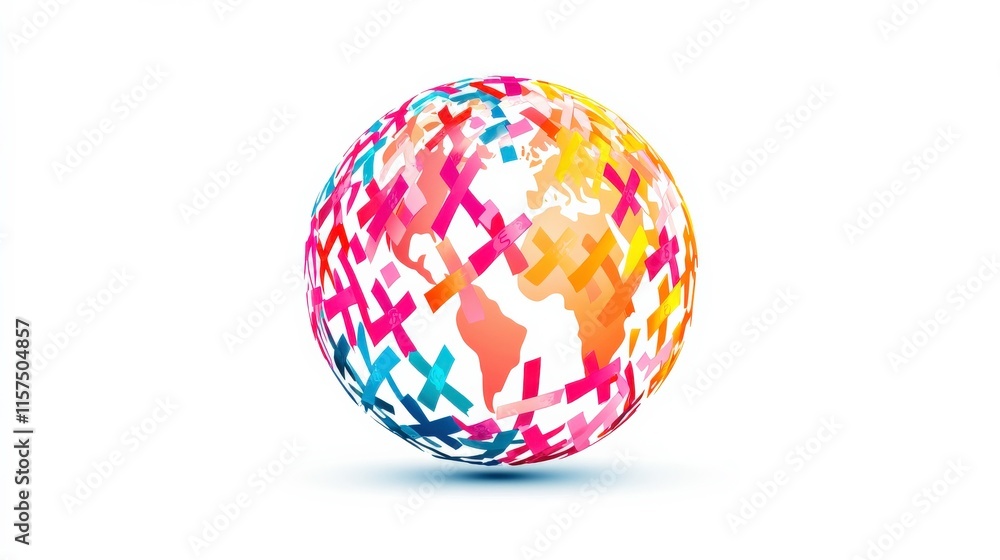 Colorful Abstract Globe with Geometric Patterns Representing Diversity and Unity in a Globalized World Colorful Abstract Globe with Geometric Patterns Representing Diversity and Unity in a Globalized World