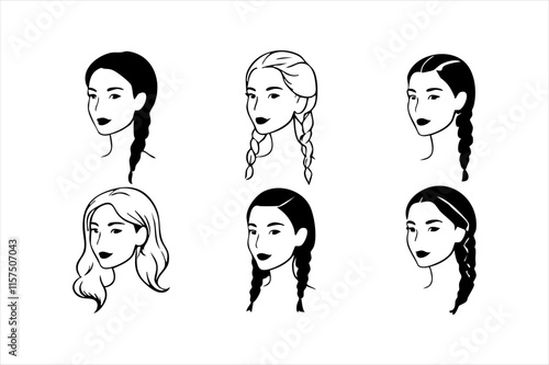 Curly Hair African Woman Silhouette – Elegant Profile in Black for Logos, Avatars, and Illustrations