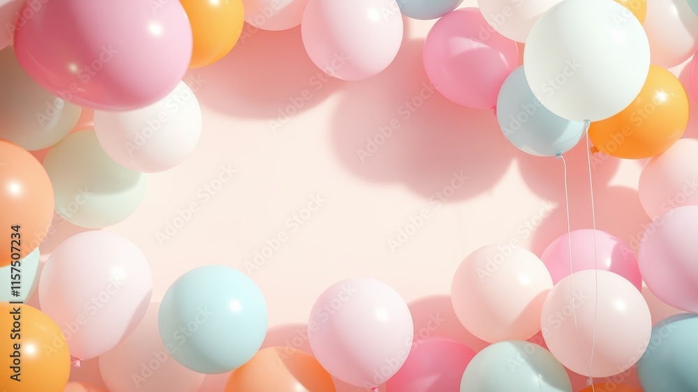 custom made wallpaper toronto digitalPastel Balloons Frame a Pink Background for Celebration