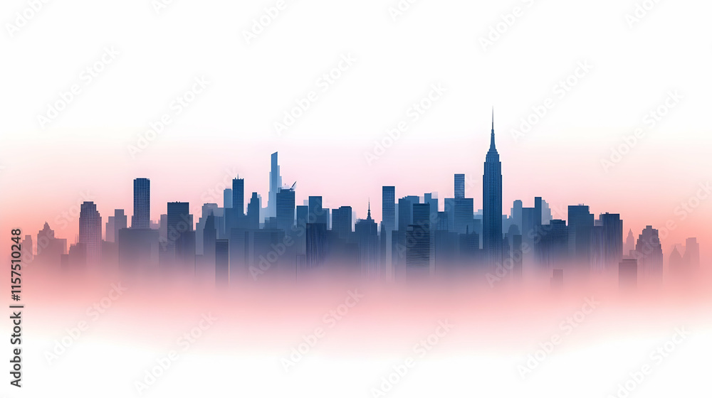 Fototapeta premium Cityscape Illustration: Misty Metropolis