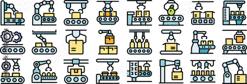 Conveyor belt systems utilizing robotic arms for packaging and product handling in a modern automated factory setting