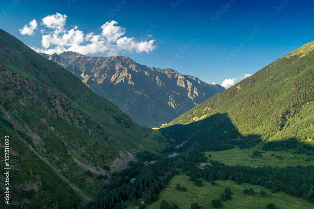 Beautiful aerial view of a mountain range with high cliffs. Landscape and nature of the North Caucasus Beautiful aerial view of a mountain range with high cliffs. Landscape and nature of the North Caucasus