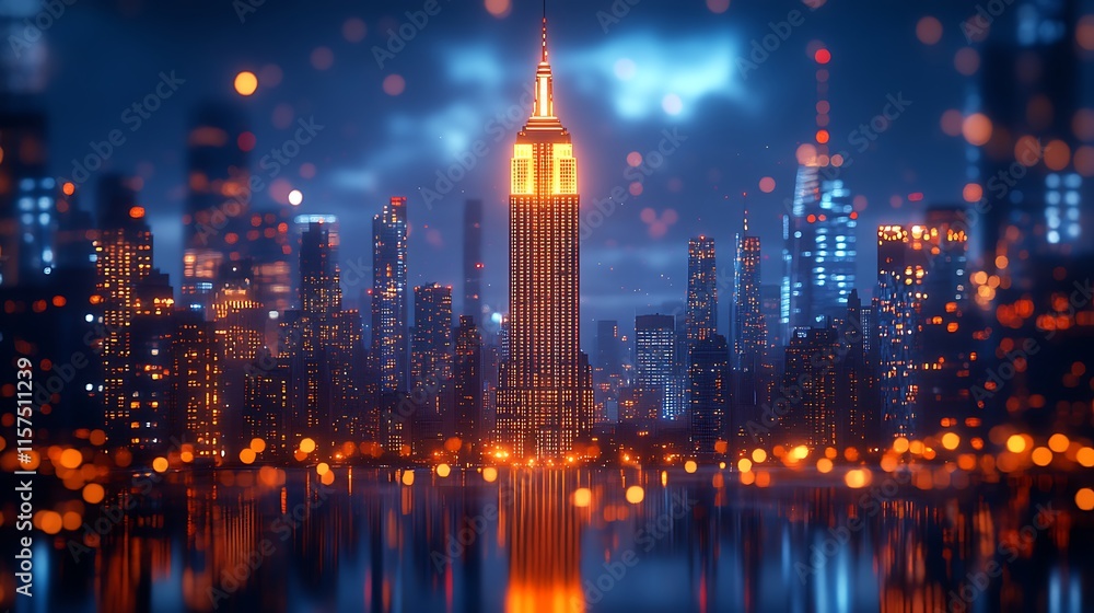 Fototapeta premium Cityscape glowing beautifully at sunset with vibrant sky and skyline image