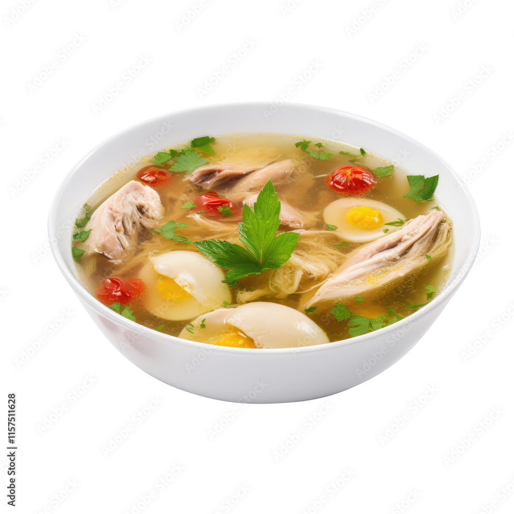 Chicken soup in a bowl Isolated on Transparent Background, clipping path Chicken soup in a bowl Isolated on Transparent Background, clipping path