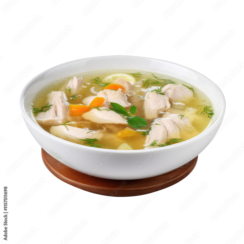 Chicken soup in a bowl Isolated on Transparent Background, clipping path Chicken soup in a bowl Isolated on Transparent Background, clipping path