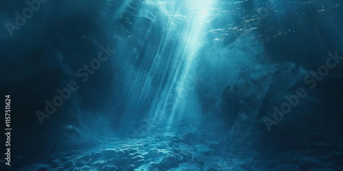 Underwater Scene: Sunbeams and Ocean Floor