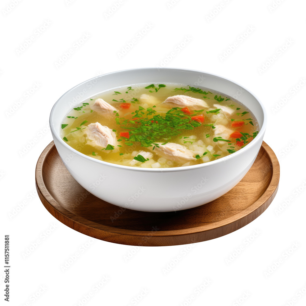 Chicken soup in a bowl Isolated on Transparent Background, clipping path Chicken soup in a bowl Isolated on Transparent Background, clipping path