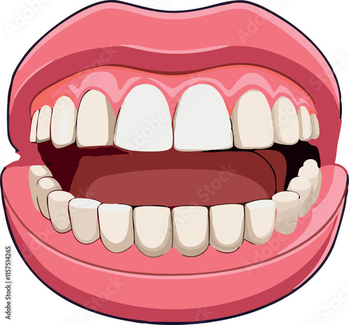 Open mouth showing healthy teeth and gums illustration