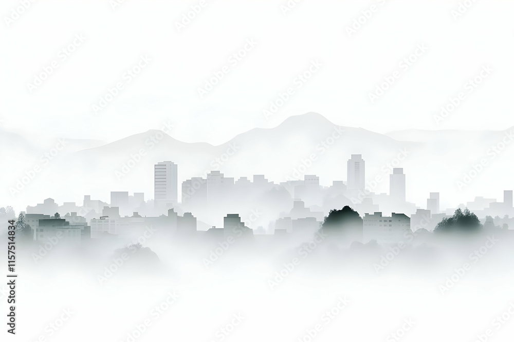 Fototapeta premium Misty Cityscape Illustration