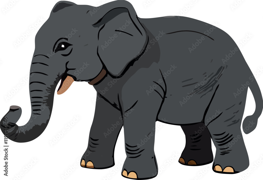 Obraz premium Large gray elephant standing and showing trunk