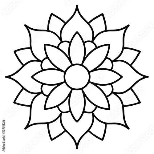 flower mandala in vector outline coloring book page line art drawing mandala design patterns unique design with nature style ,Mandala Design art work silhouette vector illustration