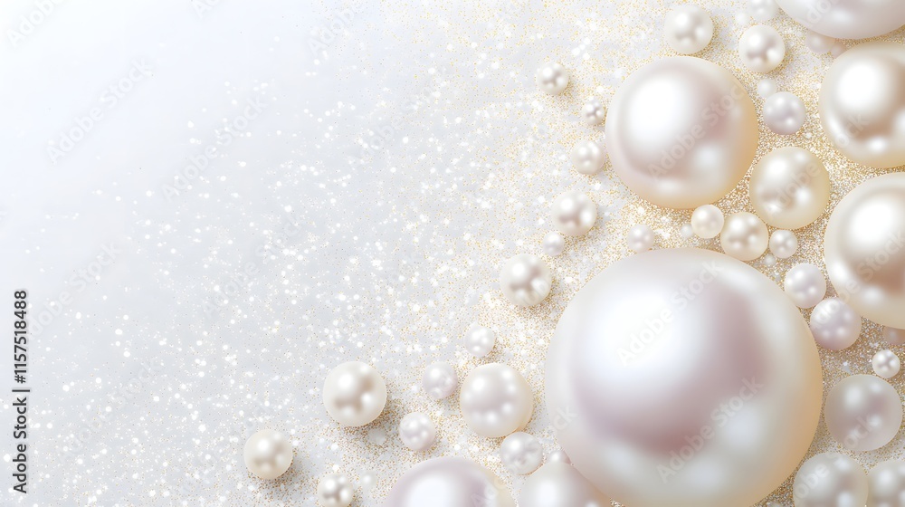 Sparkling Pearls on Glittering Background Sparkling Pearls on Glittering Background