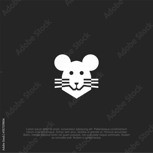 Contemporary and clean mouse head logo, featuring a minimalist design for a fresh and innovative brand identity photo