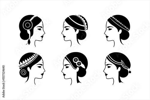 Minimalist African Woman Profile – Black Silhouette with Curly Hair, Great for Logo and Web Design