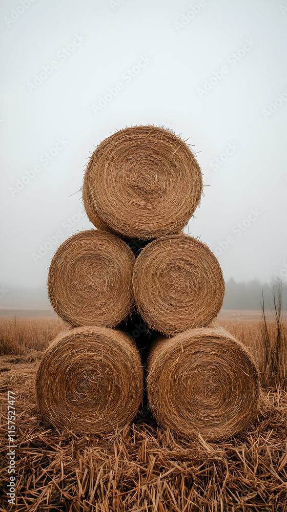 Hay Bale Pyramid Realistic Image Hay Bale Pyramid Realistic Image