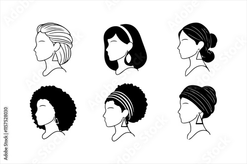 Silhouette of African Woman’s Head – Curly Hair Profile in Black, Great for Minimalist Designs