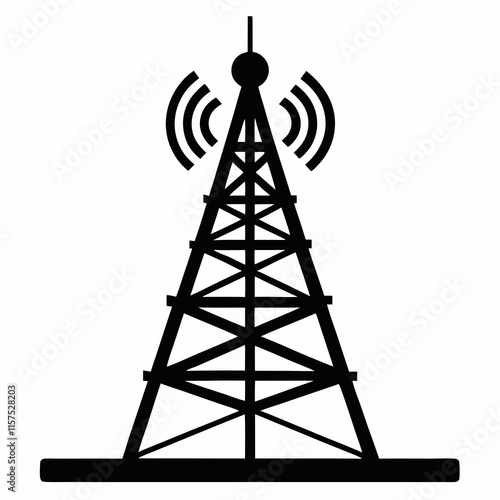 Cellular Tower Silhouette Vector Art